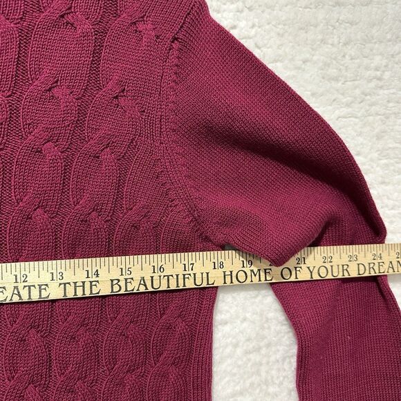 ASPEN Women's Burgundy Cable Knit Sweater Wool Blend Size L Made In Italy‎ - Picture 11 of 12